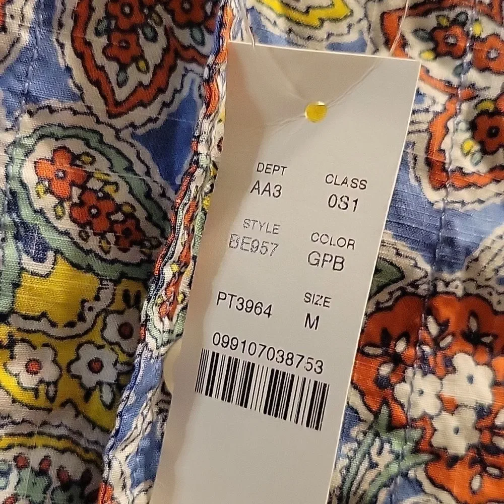 J. Crew Mens Slub Cotton Shirt polo Paisley  Size M NWT